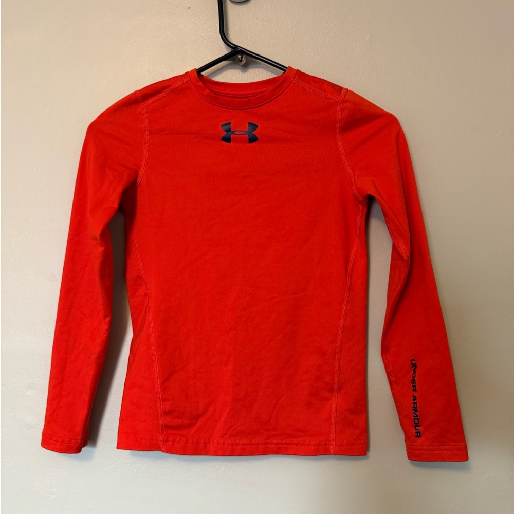 Under Armour Boys Youth Small Orange Coldgear Shirt